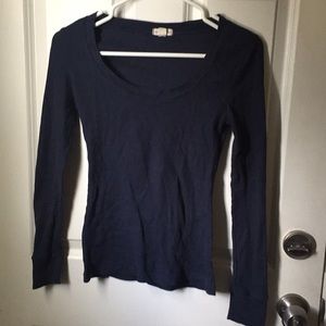 Zenana Outfitters Navy scoop neck long sleeve top